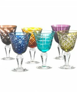 Pols Potten Set of 6 Multicolour Wine Glass Cuttings