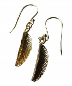 CollardManson 925 Silver Folded Leaf Earrings Gold