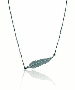 CollardManson Silver Horizontal Feather Necklace