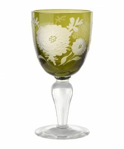 Pols Potten Set of 6 Multicolour Peony Wine Glasses
