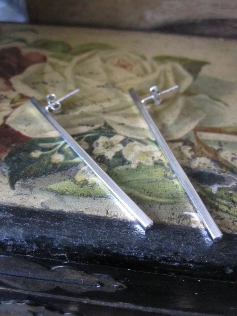 CollardManson 925 Silver Long Bar Drop Earrings 4 CollardManson 925 Silver Long Bar Drop Earrings