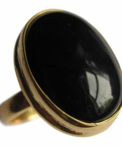 CollardManson Black Onyx 925 Silver Oval Gold Ring