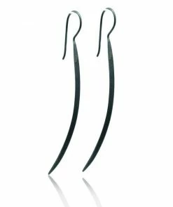 CollardManson Long Oxidised Silver Curved Earrings