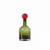 Pols Potten Green Stained Glass Decorative Bottle with Red Cap