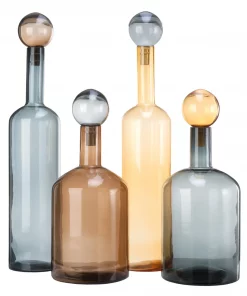 Pols Potten Smoked Colored Glass Decorative Bottle with Amber Cap