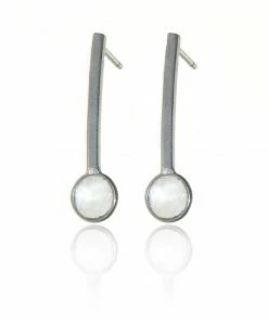 CollardManson Silver 925 Stud Drop Moonstone Earrings