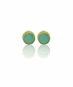 CollardManson Gold plated Chrysophrase Stud Earrings