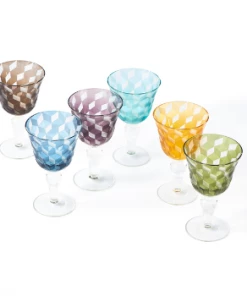 Pols Potten Set of 6 Multicolour Blocks Wine Glasses