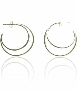 CollardManson Silver 925 Double Circle Crescent Earrings