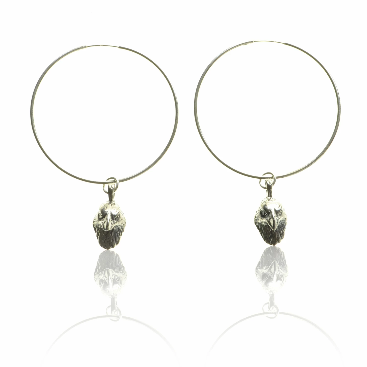 CollardManson Silver 925 Eagle Head Hoop Earrings 3 CollardManson Silver 925 Eagle Head Hoop Earrings