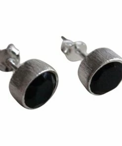 CollardManson 925 Silver Black Onyx Brushed Studs