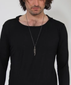 CollardManson Large Silver Feather Necklace