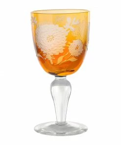 Pols Potten Set of 6 Multicolour Peony Wine Glasses