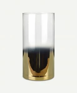 Pols Potten Large Gold Hurricane Half Transparent Glass
