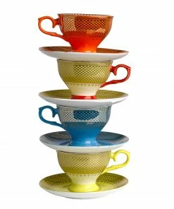 Pols Potten Set of 4 Grandma Espresso Cups and Saucers Set