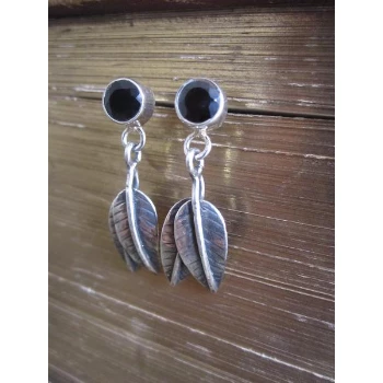 CollardManson Silver Black Onyx Leaf Drop Earrings 4 CollardManson Silver Black Onyx Leaf Drop Earrings